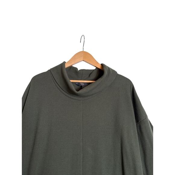 Mix by 41 Hawthorn Women's Waffle Weave Cowl Neck Cozy Knit Top Size L Green - Picture 4 of 8